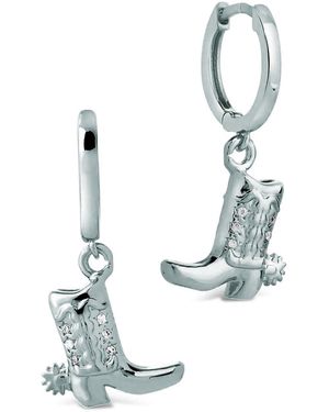 Shaded the Label Jessie Cowboy Boot Sterling Huggie Hoop Earring - Green