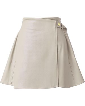 Kargede Neutrals Eggshell Vegan Leather Wrap Skirt - Natural