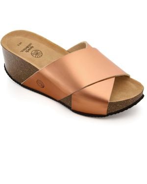 Bedroom Athletics Caballe -Wedge Crossover Metallic Slider - Brown