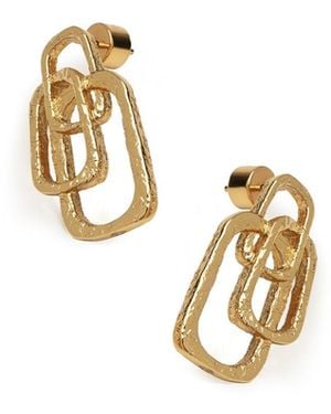 Retro Chic Roman Arc Golden Earrings - Metallic
