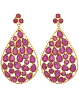 Opium Jewels Dew Drop Jali Earrings - Red