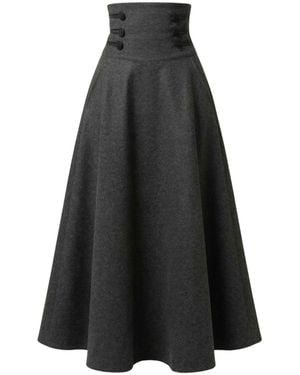 Nikka Place Ultra High Waist Wool Maxi Skirt With Pockets - Black
