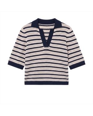 Brodie Cashmere Suzie Stitch Cashmere Polo Tee - Blue