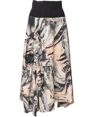 ARTISTA Angel Draped Asymmetric Midi Skirt - Black