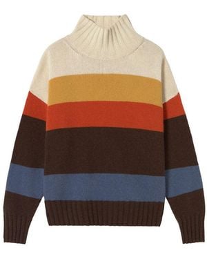 Thinking Mu Oversize Striped Wool Imogen Sweater - White