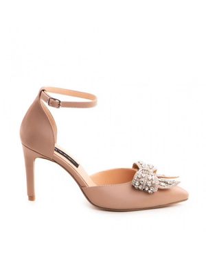 The 5Th Element Neutrals Nude Crystal Bow Stiletto - Pink