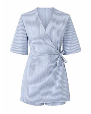 Mind Traveler Alba And Striped Playsuit - Blue