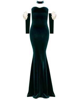 Nur Karaata Versailles Rose Gown - Black