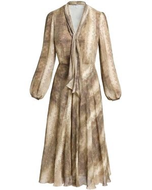 Santorelli Neutrals Jenn Midi Dress With Drop Neck Tie - Natural
