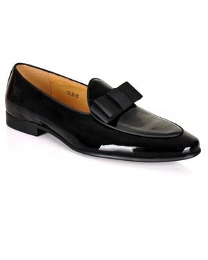 DAVID WEJ Bradford Patent Belgian Bowtie Loafers – - Black