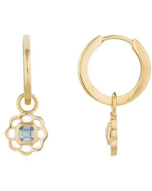 Lulu B London Topaz Gemstone Flower Drop Hoop Earrings - Metallic