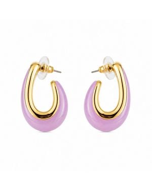 Nuvv Collection Enamel & Plated Sculptural Hoop Earrings - Metallic