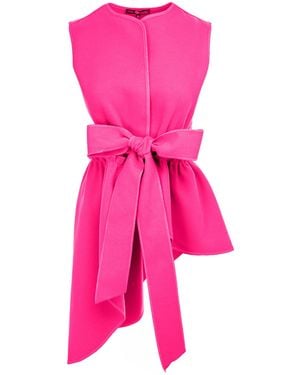 IZABELA MANDOIU Fuchsia Vest With Asymmetrical Lines And With Belt - Pink