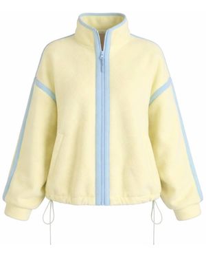 Girl In Mind Lulu Contrast Binding Full Zip Fleece Lime - Yellow