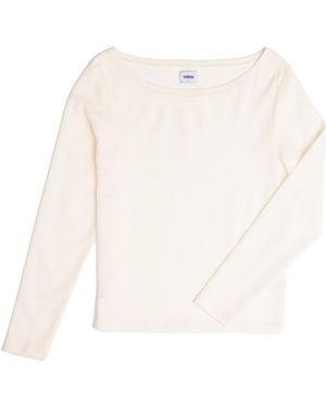 Vænn Neutrals Babywool Long Sleeve Wide Neck Crew Double Cream - White
