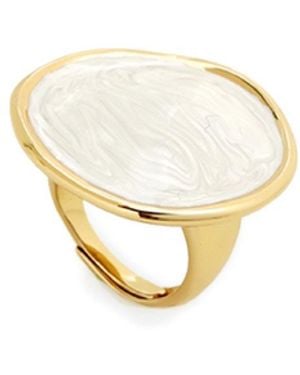 Retro Chic Enamel Ripple Ring - Metallic