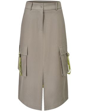 Smart and Joy Midi Cargo Skirt With Flap Pockets - Gray