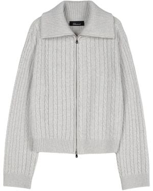 Elune Mode Cable Knit Double Zip-Up _ Melange - Gray
