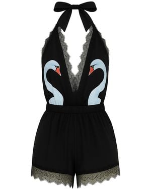 Noblesse Oblige Swan Short Romper - Black