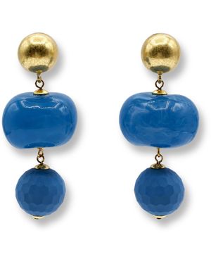 Michael Nash Jewelry Analise Triple Cornflower Resin Drop Pierced Earrings - Blue