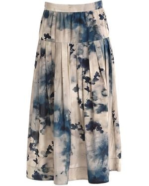 Lalipop Design Ink Pleated Midi Skirt - Blue