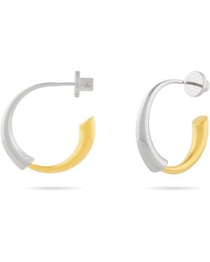Meulien And Bi-colour Double Arc Hoop Earrings - Metallic
