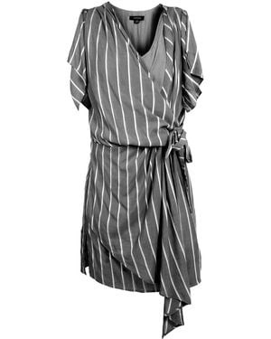 Smart and Joy Drape Striped Dress - Gray