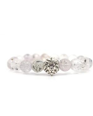 Shar Oke Quartz With Mica & Lion Bracelet - White