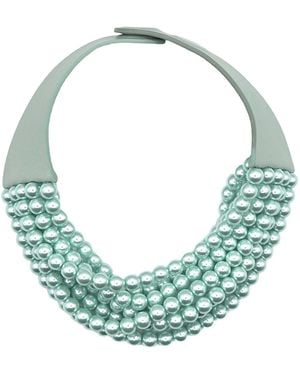 Fairchild Baldwin Bella Glass Pearl Steel Aqua Necklace - Green