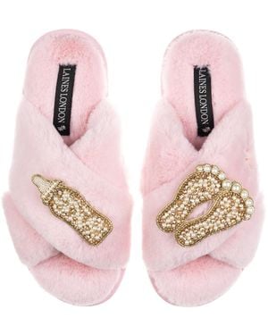 Laines London Classic Laines Slippers With New Baby Brooches - Pink