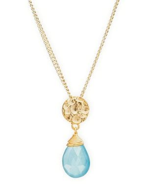 Giselle Vale — London Classic Athena Kate Gemstone Necklace Aqua Paraiba Onyx - Metallic