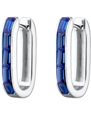 Scream Pretty Oval Baguette Hoop Earrings With Blue Stones