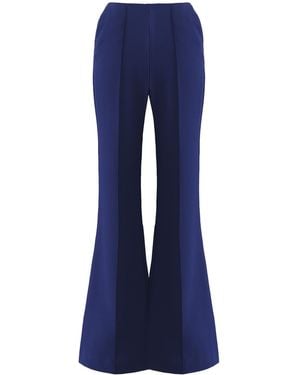 Solgo Atelier Jessica Fit And Flare Crepe Pant With Pintuck Detail - Blue