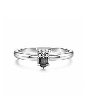 Unaloe Sterling Owl Ring – Symbolic, Nature-Inspired, Adjustable - White
