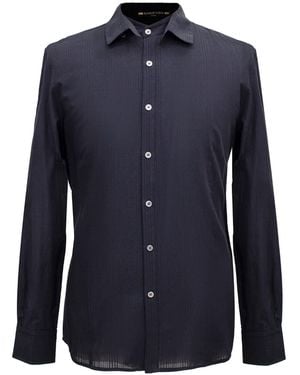 Smart and Joy Long-Sleeved Shirt With Double And Removable Collar - Blue