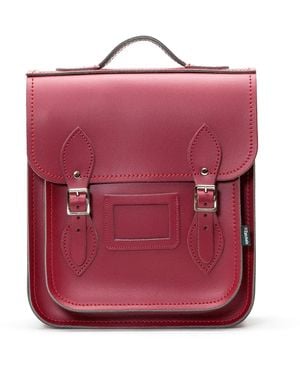 Zatchels Handmade Leather City Backpack Small- Oxblood - Pink