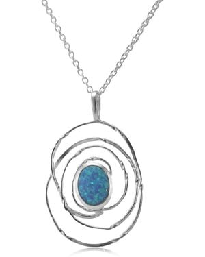 Isla Silver Oval Spiral Opal Pendant - Metallic