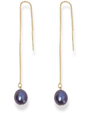Ninemoo Midnight Baroque Pearl Threader Earrings - Blue