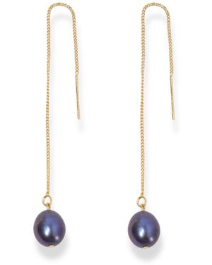 Ninemoo Midnight Baroque Pearl Threader Earrings - Blue