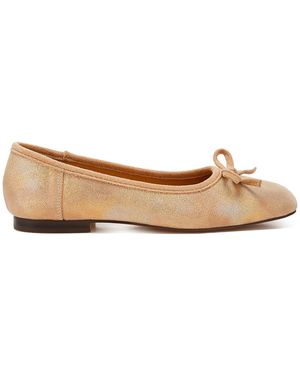 Rag & Co Neutrals Rubyrose Genuine Suede Bow Ballerinas By Rag & Co - Natural