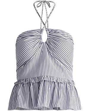 Paisie Halterneck Peplum Top - Blue