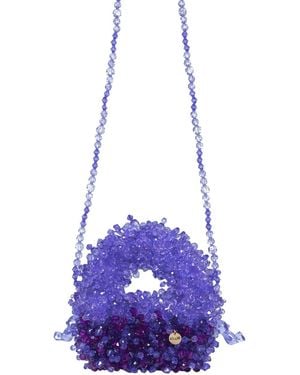 Tillie Beads Fluffy Mini Bead Bag Bear Charm - Purple