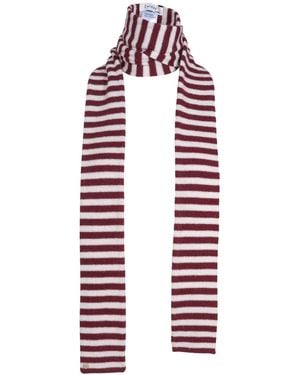 tirillm Pippi Long Trendy Pure Cashmere Scarf, Burgundy And Off Stripes - Red