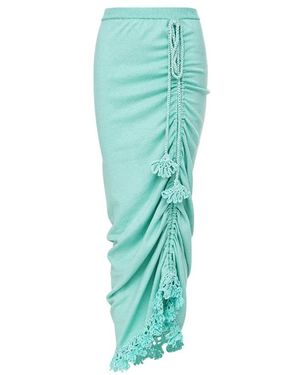 Andreeva Mint Carnation Knit Skirt With Handmade Embroidery - Green