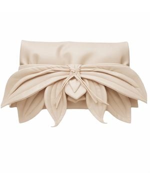 Julia Allert Neutrals Petal Faux Leather Evening Clutch Bag - Natural