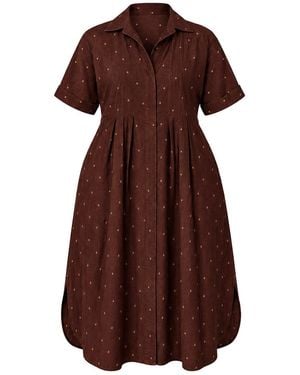 Adrift Clothing Bridget Pleated Dress - Brown