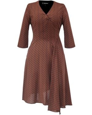 Smart and Joy Crossed Draped On Side Skater Dress - Brown