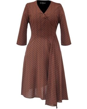 Smart and Joy Crossed Draped On Side Skater Dress - Brown