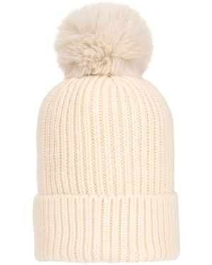 At Last Neutrals Chunky Six Ply Cashmere Hat - Natural