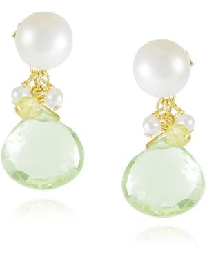 MOUNIR LONDON Pearl Stud Drop Earrings - Green